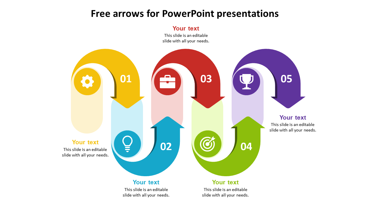Free - Use Free Arrows For PowerPoint Presentations-Five Node